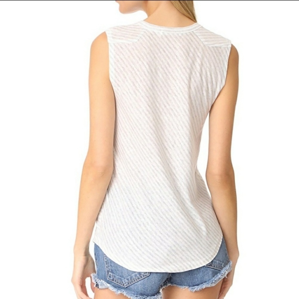 rag & bone Tank Top Sleeveless Linen Blend Two-Tone Stripes Grey White S NWT - Picture 5 of 8